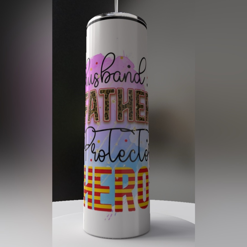 Husband,Father, protector, hero. Fathers day tumbler 20 oz stainless steel NWT